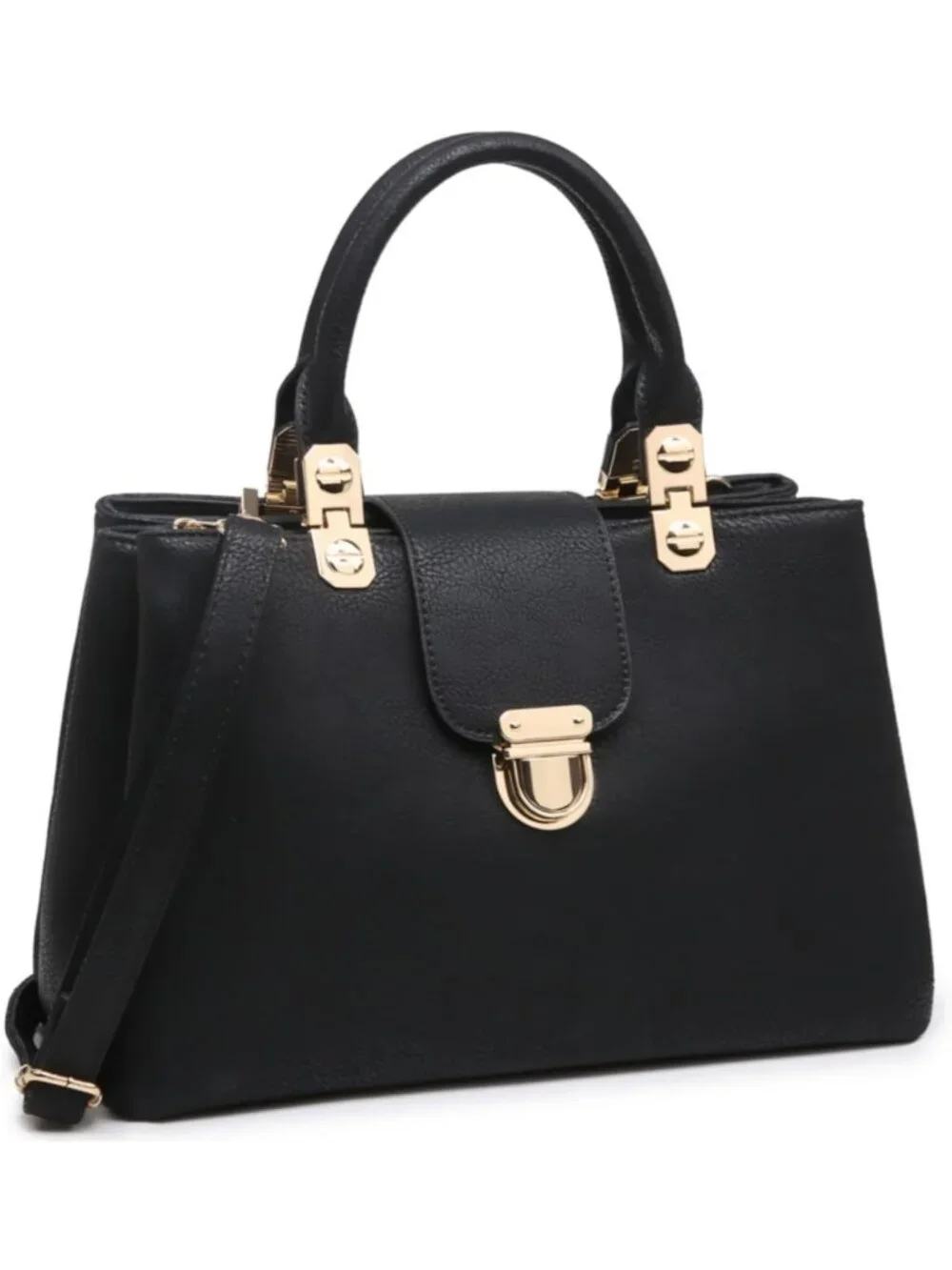 Stylish Vegan Leather Satchel Handbag - Medium Tote Purse with Top Handle